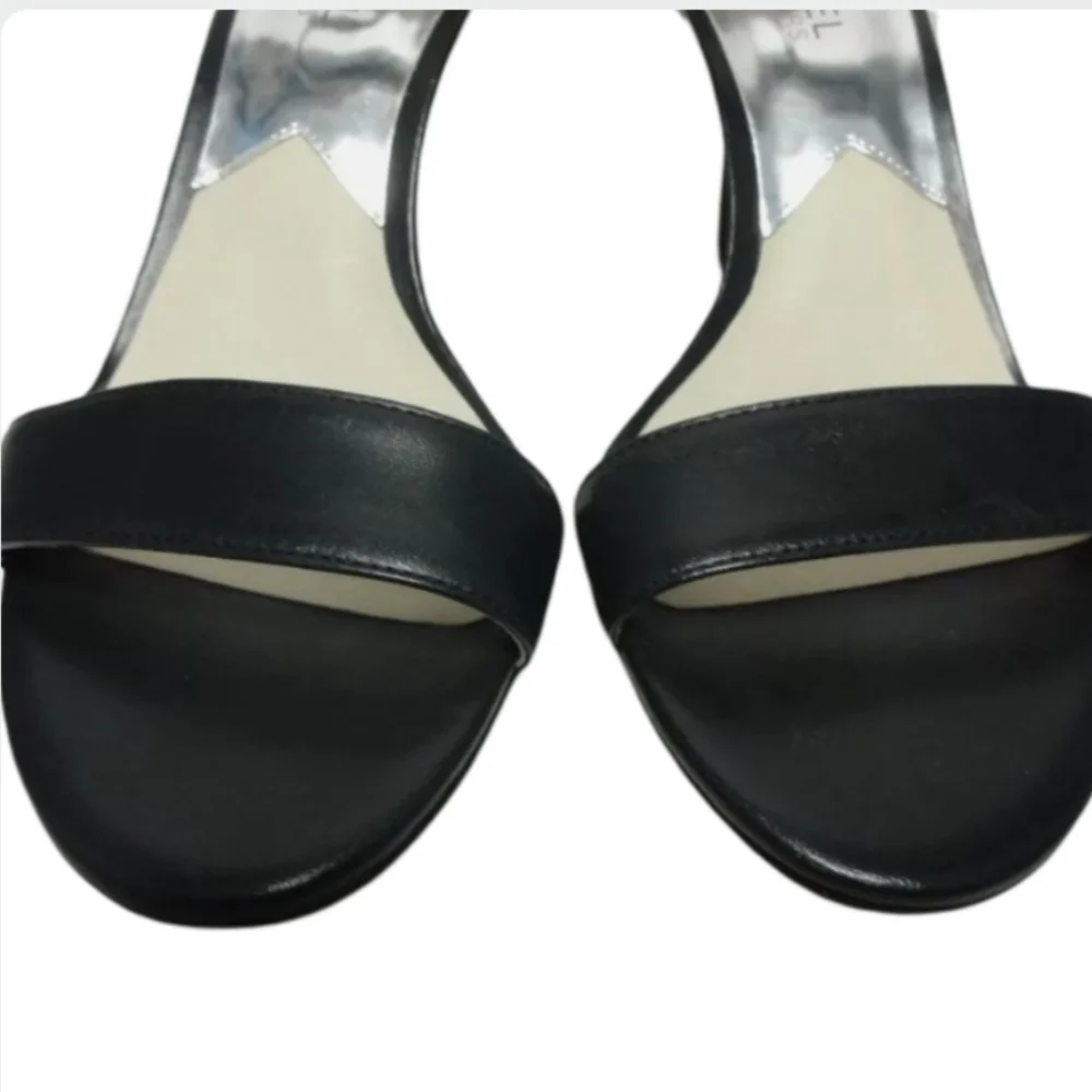 Michael Kors Kristen Black Leather Ankle Strap Heels 7.5M
